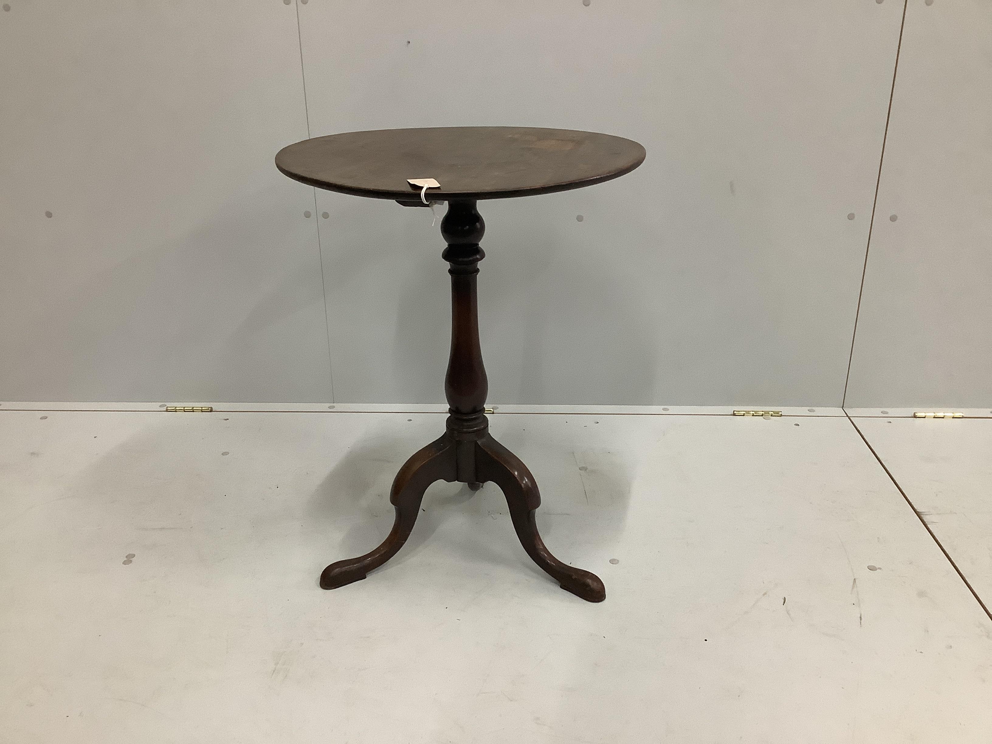 A George III circular mahogany tripod wine table, diameter 54cm, height 71cm